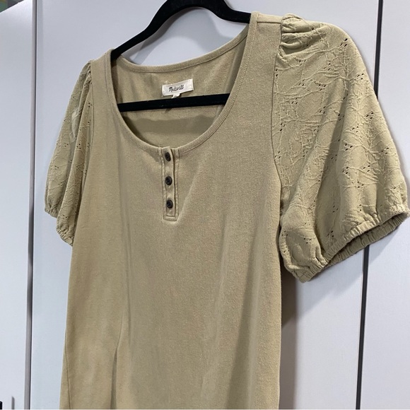 Madewell Eyelet Sleeve Blouse Green Small - Picture 3 of 5